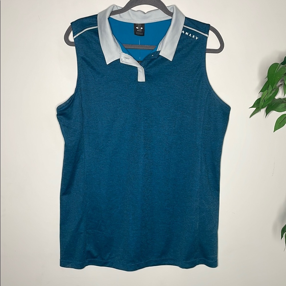 Oakley Blue Golf Polo with White Collar